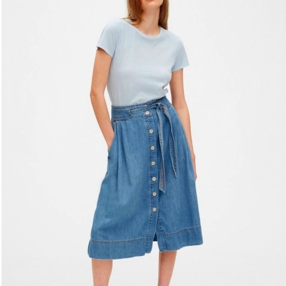 Gap Denim Button Front Midi Skirt